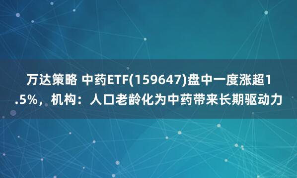 万达策略 中药ETF(159647)盘中一度涨超1.5%，机构：人口老龄化为中药带来长期驱动力