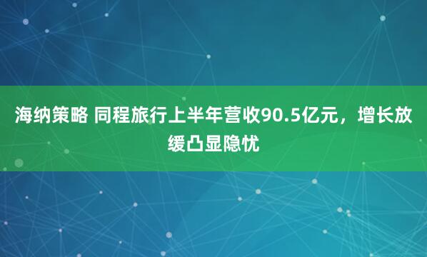 海纳策略 同程旅行上半年营收90.5亿元，增长放缓凸显隐忧
